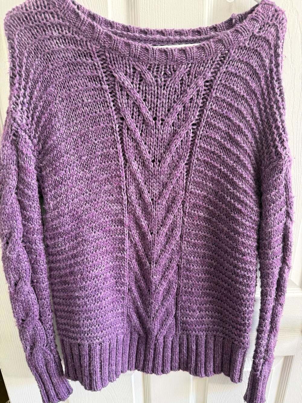 American Eagle Outfitters Purple Cable Knit Dolman Pullover Sweater